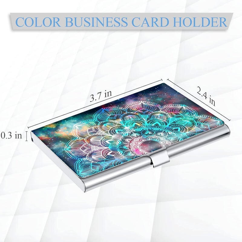 Xavier Business Card Holder，Color Printing Men's and Women's Business Card Case，Ultra-Thin Metal Business Card Organizer，Carry-on Pocket Wallet Business Card Holder,Mandala - Image 2
